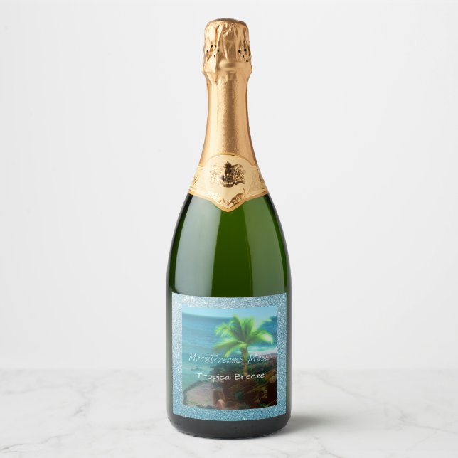 Étiquettes Pour Bouteilles De Vin Mousseux Brise tropicale (Devant)