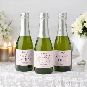Étiquettes Pour Bouteilles De Vin Mousseux Brunch Fête des mariées rose vif