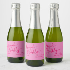 Étiquettes Pour Bouteilles De Vin Mousseux Brunch rose chaud et fête de brunch d'anniversaire