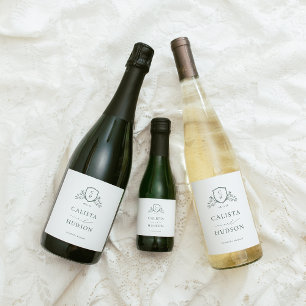 Étiquettes Pour Bouteilles De Vin Mousseux BRUNSWICK Monogram Crest Mariage