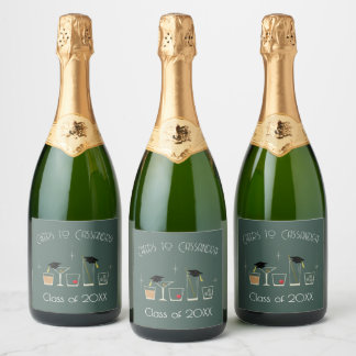 Étiquettes Pour Bouteilles De Vin Mousseux Cap Cocktail Graduation Party