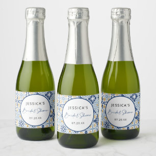 Étiquettes Pour Bouteilles De Vin Mousseux Carrelage Amalfi Fête des mariées jaune bleu