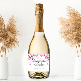 Étiquettes Pour Bouteilles De Vin Mousseux Champagne rose Fleur de cerise