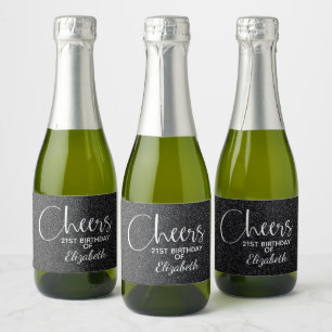 Étiquettes Pour Bouteilles De Vin Mousseux Cheval Faux PARTIES SCINTILLANT noire Anniversaire