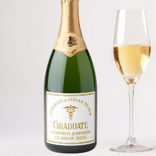 Étiquettes Pour Bouteilles De Vin Mousseux Chic Gold Médicale School Graduation Party