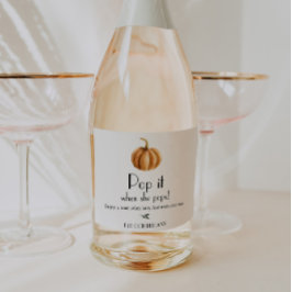 Étiquettes Pour Bouteilles De Vin Mousseux Citrouille Baby shower Pop it quand elle Pops
