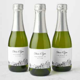 Étiquettes Pour Bouteilles De Vin Mousseux Classy Fort Worth Wedding Favoriser Custom Mini