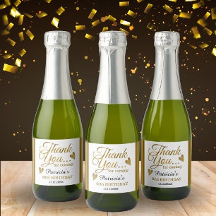 Étiquettes Pour Bouteilles De Vin Mousseux Classy Gold 60e Anniversaire Merci Classic Round