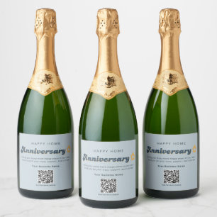 Étiquettes Pour Bouteilles De Vin Mousseux Code QR Anniversaire de Maison de Bienes Raíces Ré