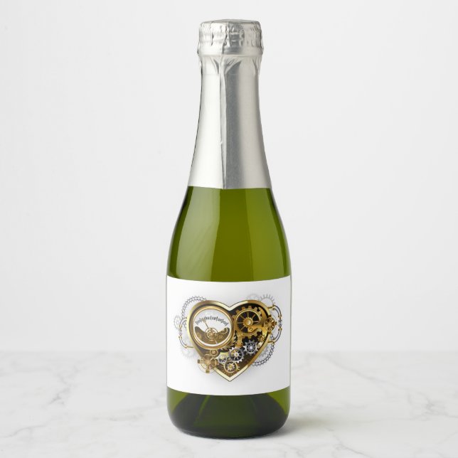 Étiquettes Pour Bouteilles De Vin Mousseux Coeur vapeur avec un manomètre (Devant)