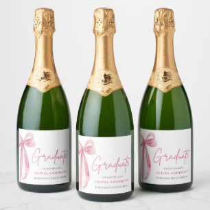 Étiquettes Pour Bouteilles De Vin Mousseux Coquette de la botte rose moderne Graduate Graduat
