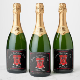 Étiquettes Pour Bouteilles De Vin Mousseux Corset Rouge Coquin 