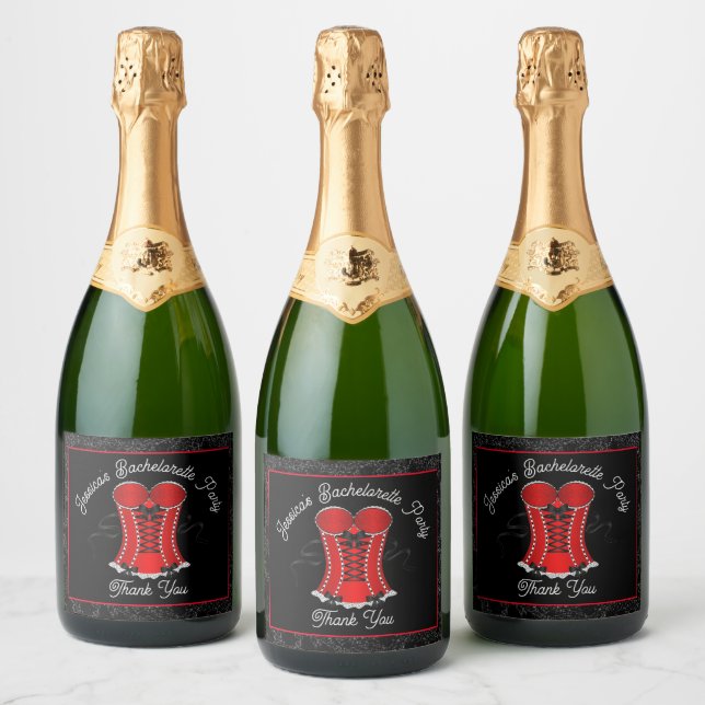 Étiquettes Pour Bouteilles De Vin Mousseux Corset Rouge Flirt  (Bouteilles)
