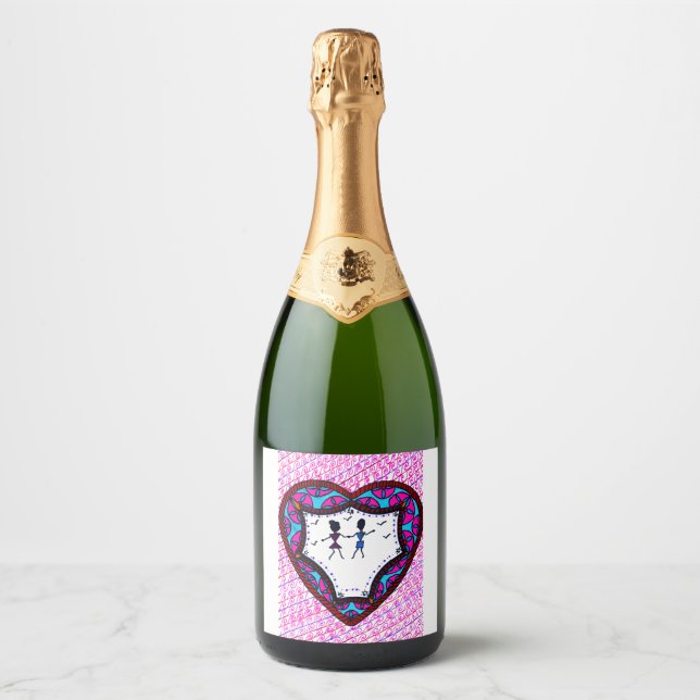 Étiquettes Pour Bouteilles De Vin Mousseux Couple dansant (Devant)
