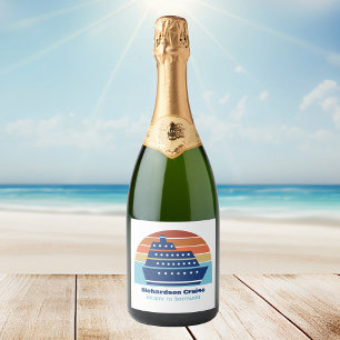 Étiquettes Pour Bouteilles De Vin Mousseux Croisière sur mesure Ocean Liner Sunset