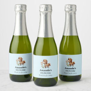Étiquettes Pour Bouteilles De Vin Mousseux Cute Pony Manger Daisées Merci de fête