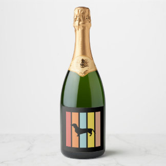 Étiquettes Pour Bouteilles De Vin Mousseux Dachshund Stripe retour