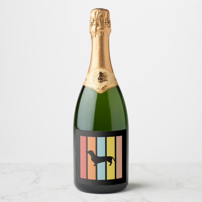 Étiquettes Pour Bouteilles De Vin Mousseux Dachshund Stripe retour (Devant)