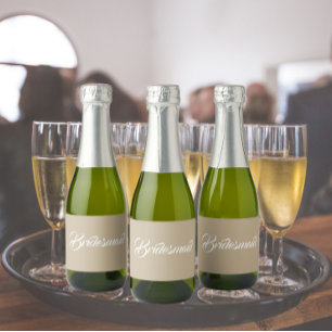 Étiquettes Pour Bouteilles De Vin Mousseux Demoiselle d'honneur écriture stylisée mariage