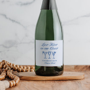Étiquettes Pour Bouteilles De Vin Mousseux Dernier toast sur la côte Élégant poitrine tirée à