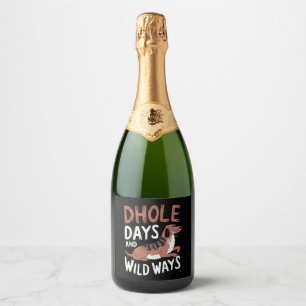 Étiquettes Pour Bouteilles De Vin Mousseux Dhole Lover Wildlife Canid Asiatique Wild Chien