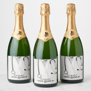Étiquettes Pour Bouteilles De Vin Mousseux Diplômé de faculté de médecine créative