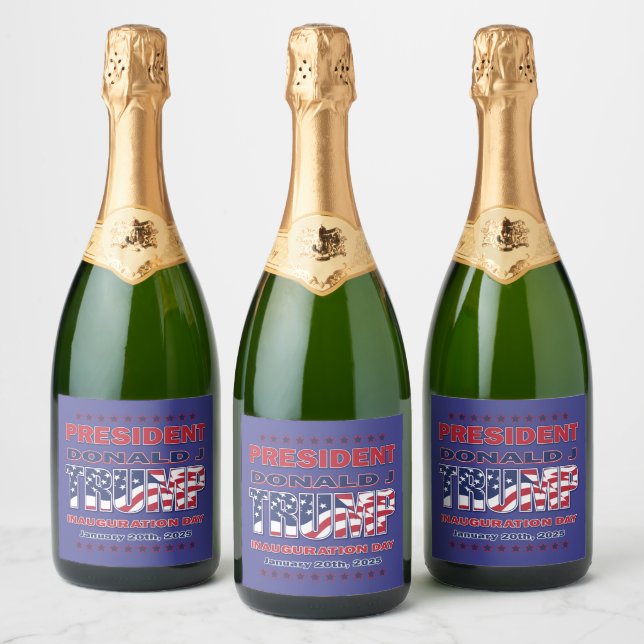 Étiquettes Pour Bouteilles De Vin Mousseux Donald Trump Inauguration 2025 (Bouteilles)