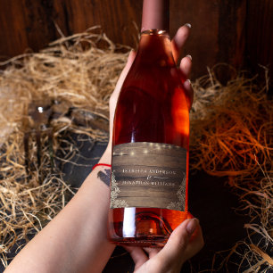 Étiquettes Pour Bouteilles De Vin Mousseux Douche ou Mariage rustique en bois et dentelle