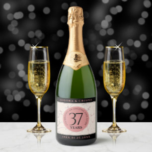 Étiquettes Pour Bouteilles De Vin Mousseux Élégant 37e anniversaire du Mariage Alabaster