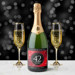 Étiquettes Pour Bouteilles De Vin Mousseux Élégant 42e anniversaire du Mariage Jasper