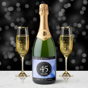 Étiquettes Pour Bouteilles De Vin Mousseux Élégant 45e anniversaire de Mariage Sapphire