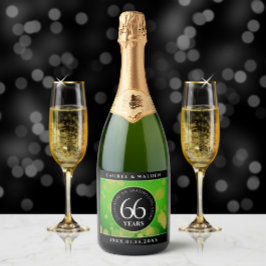 Étiquettes Pour Bouteilles De Vin Mousseux Élégant 66ème anniversaire de Mariage Titanite