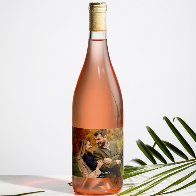 Étiquettes Pour Bouteilles De Vin Mousseux Elégant automne aquarelle photo Bienvenue (Créateur téléchargé)