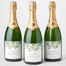Étiquettes Pour Bouteilles De Vin Mousseux Elégant Baby shower Floral Eucalyptus