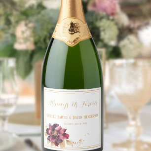 Étiquettes Pour Bouteilles De Vin Mousseux Élégant blanc délicieux or bordeaux