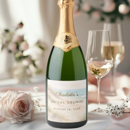 Étiquettes Pour Bouteilles De Vin Mousseux Élégant bord de mer pour une fête de mariage