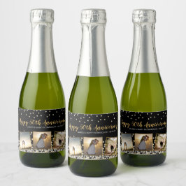Étiquettes Pour Bouteilles De Vin Mousseux Elégant Collage photo Confetti 50e anniversaire