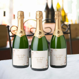 Étiquettes Pour Bouteilles De Vin Mousseux Elegant Flowers Boho Bridal Shower
