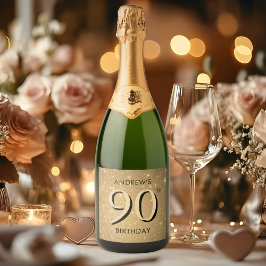 Étiquettes Pour Bouteilles De Vin Mousseux Elégant Gold 90e anniversaire