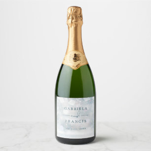Étiquettes Pour Bouteilles De Vin Mousseux Élégant Snowflakes Winter Wonderland Mariage