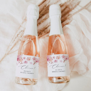 Étiquettes Pour Bouteilles De Vin Mousseux  Élégante baby shower de cerisier fleuri