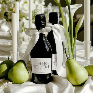 Étiquettes Pour Bouteilles De Vin Mousseux Élégante Bouteille de Mariage Noir & Blanc