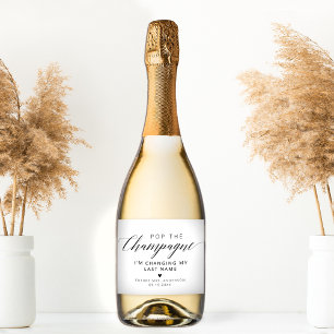 Étiquettes Pour Bouteilles De Vin Mousseux Élégante Calligraphie Pop Le Champagne