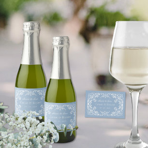 Étiquettes Pour Bouteilles De Vin Mousseux Elégante Dusty Blue Chic Cheers Mariage élégant