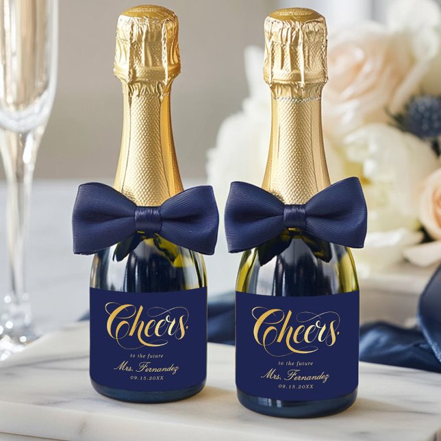 Étiquettes Pour Bouteilles De Vin Mousseux Élégante Fête des mariées de calligraphie (Créateur téléchargé)