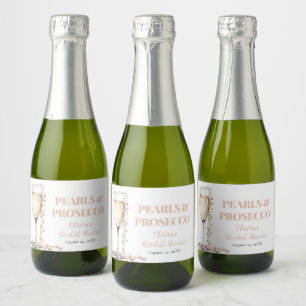 Étiquettes Pour Bouteilles De Vin Mousseux Elégante perles d'or et Fête des mariées de poursu