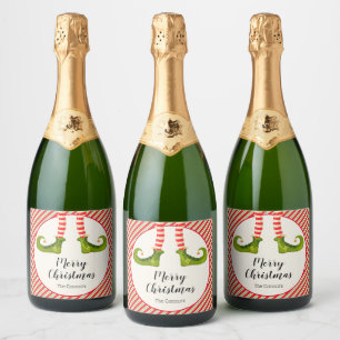 Étiquettes Pour Bouteilles De Vin Mousseux Elf Legs Joyeux Noël