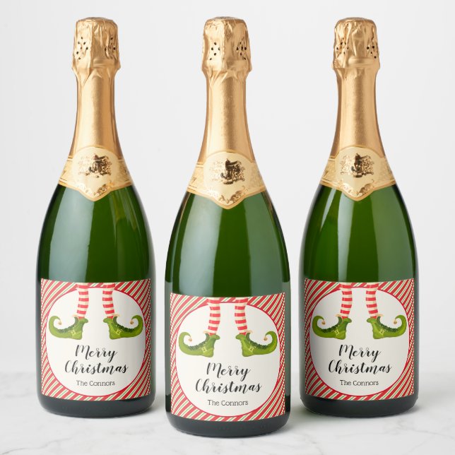 Étiquettes Pour Bouteilles De Vin Mousseux Elf Legs Joyeux Noël (Bouteilles)