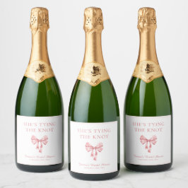 Étiquettes Pour Bouteilles De Vin Mousseux Elle Attache le Noeud Rose Pâle Douce Réception
