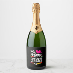 Étiquettes Pour Bouteilles De Vin Mousseux Enseignant Mon Coeur Appartient Aux Enfants